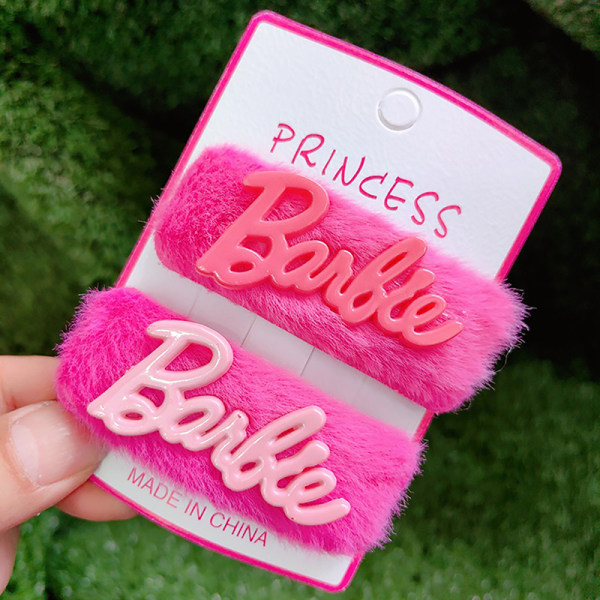 Motebrev Hjerte Hårnål Rosa Plysj Hårklemme Side Bang Cli A9