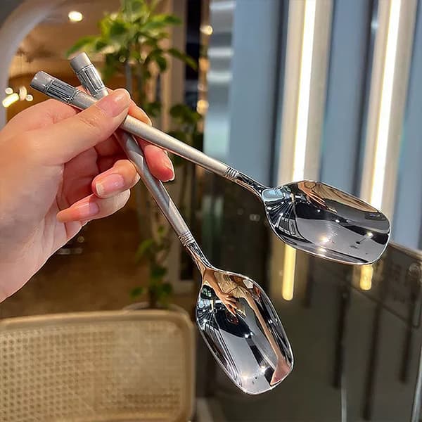 Rustfrit stålske Tykke Langgrebssuppeske Til Hot Po Silver