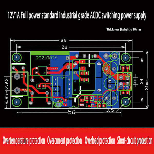AC-DC 5V/12V Buck Converter AC 220V til 5V DC Step Down Transfor 12V-2