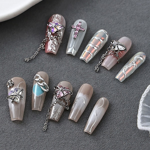 Nail Supplies Dusk-kjede Crooked Heart Peach Heart Alloy Nail H357