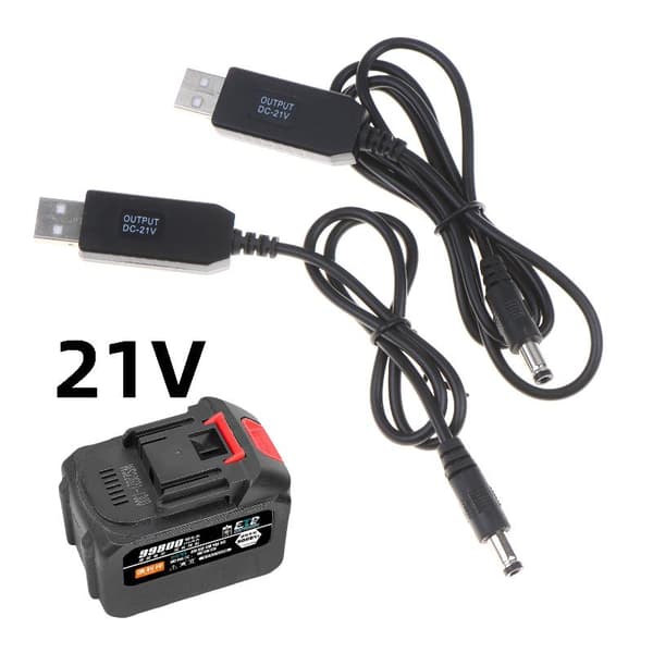 1/5 stk. 5V til 21V Boost-kabel 21V lithiumbatteri dedikeret oplader 100cm 1pcs