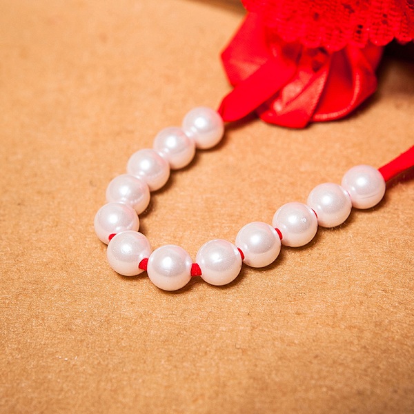 Uudet Pearls Rose -koristeilut stringit, kirjontalaukut naisten Red