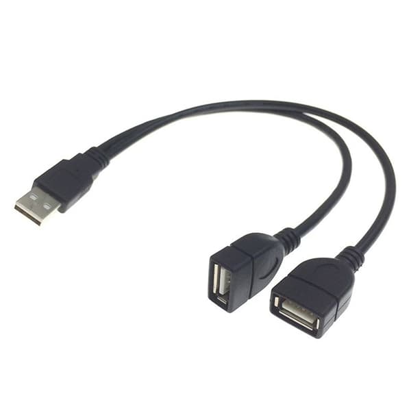Laadukas USB 2.0 -kaapeli 1 naaras 2 urospuoliseen USB-virtalähteeseen A2