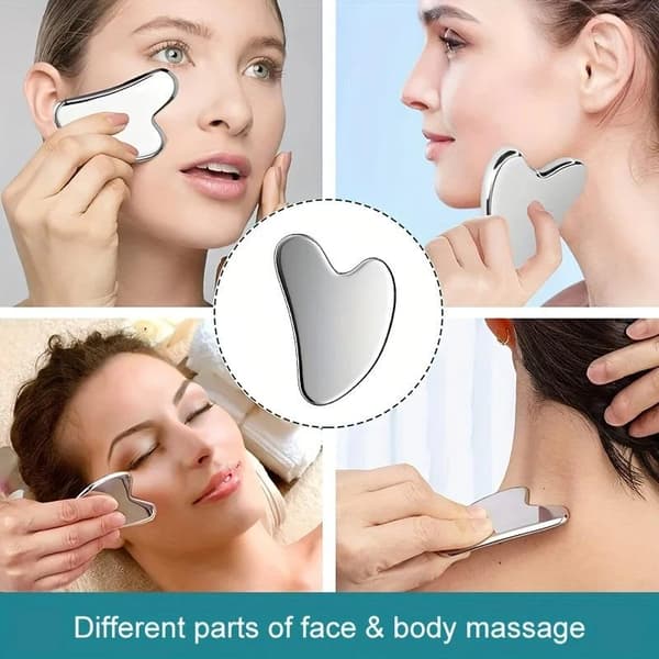 4 st Gua Sha-bräda Ice Face Roller Lymfatisk dränering Ansiktsborste Pink