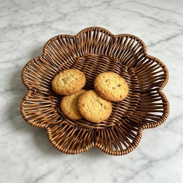 Handvävd frukostbrödkorg Tallrik Serveringskorg R 28cm