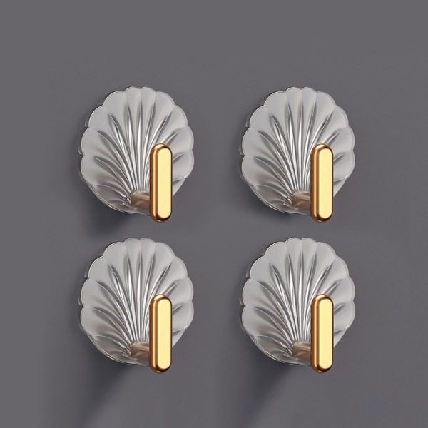 Läpinäkyvät pyyhekoukut Shell Style seinäkoukku keittiön kylpyyn 4PCS