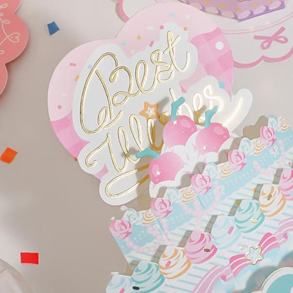 3D Pop-Up Gratulasjonskort Gratulerer med dagen Bursdagskake Velsignelser A3