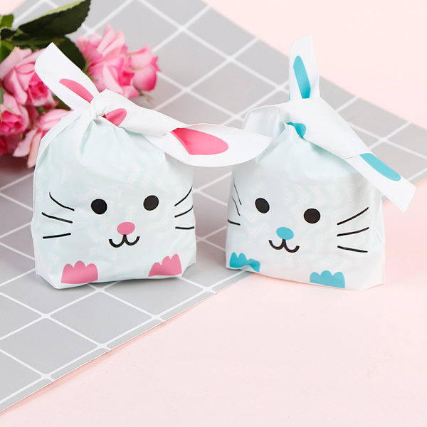 50 stk e Long Bunny Ear Gavepose Påske Candy Gift Plastic Part Blue