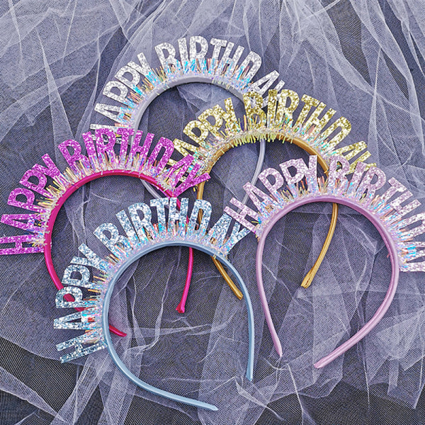 Glitter HAPPY BIRTHDAY Paljettipäänauha syntymäpäivän koristelu Birt Pink