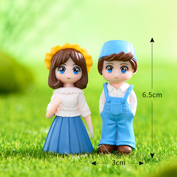 2 stk/sæt Mini drenge- og pigeelskere Fairy Garden Micro Landscape Blue