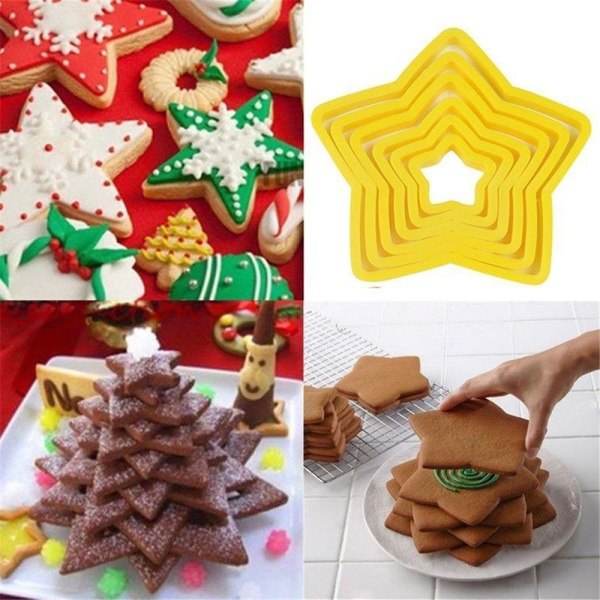 6 Stk/sett Juletre Cookie ter Stjerner Form Kake Kjeks ter