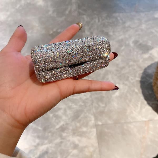 Lyxigt glänsande strass läppstiftsfodral Mode utsökt läppstift Pink