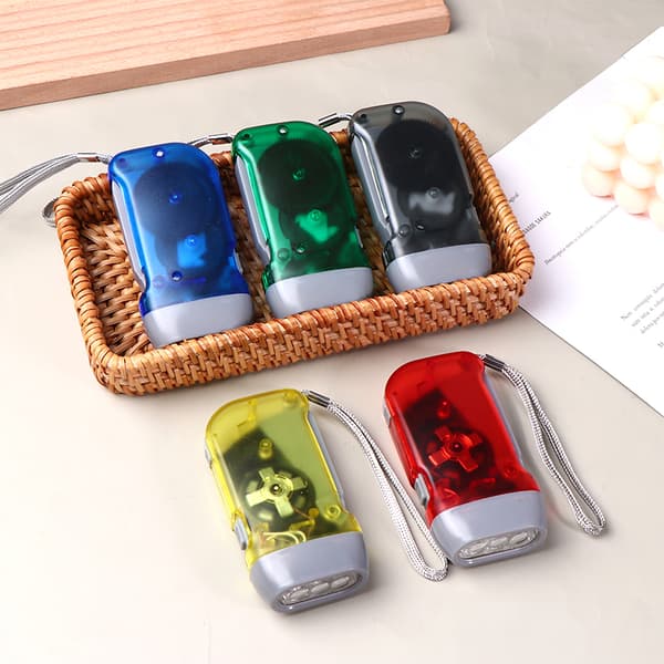 LED Handpress Dynamo Vevdriven Ficklampa Utomhus Green