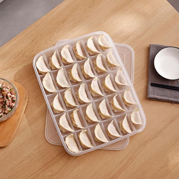 Transparenta förvaringslådor för dumplings med lock 30 grids