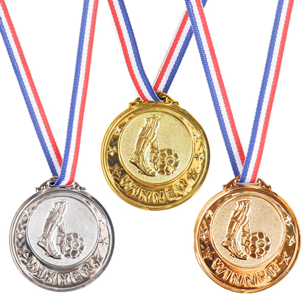 Guld Sølv Bronze Award Medal Winner Belønning Football Competiti Gold