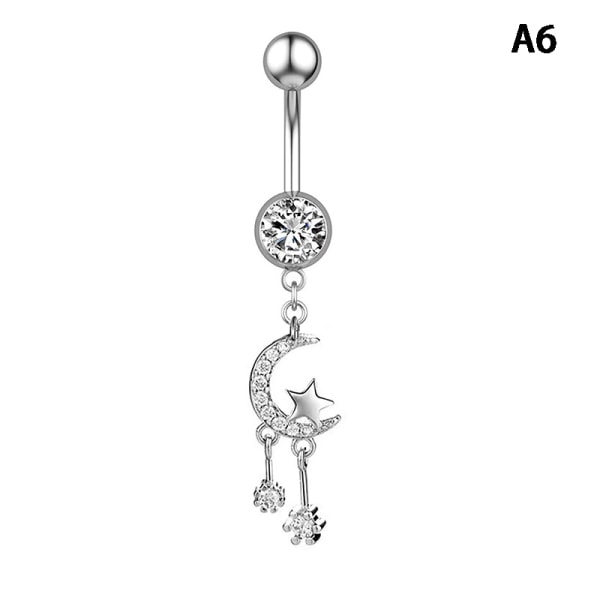 Hjerte Måne Dangle Navle Ringer Navle Barbell Ring Body Je A6