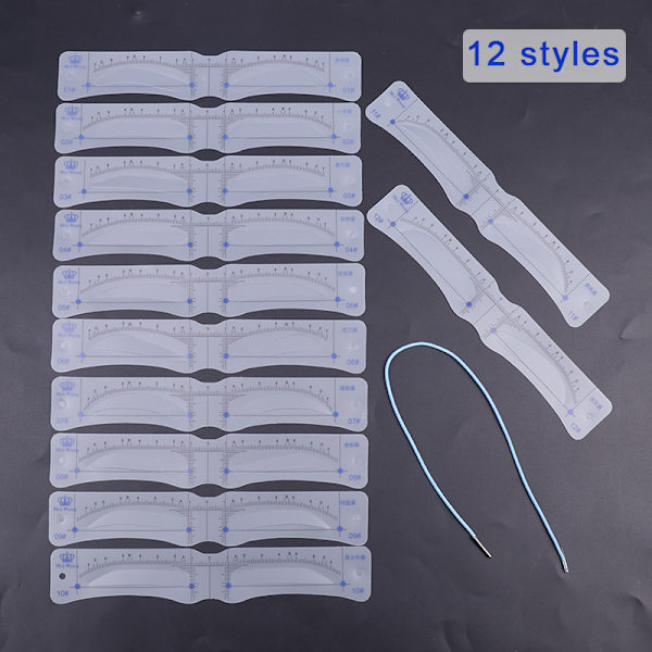 12 stk Styles Øyenbryn Shaping Stencils Grooming Shaper Mal