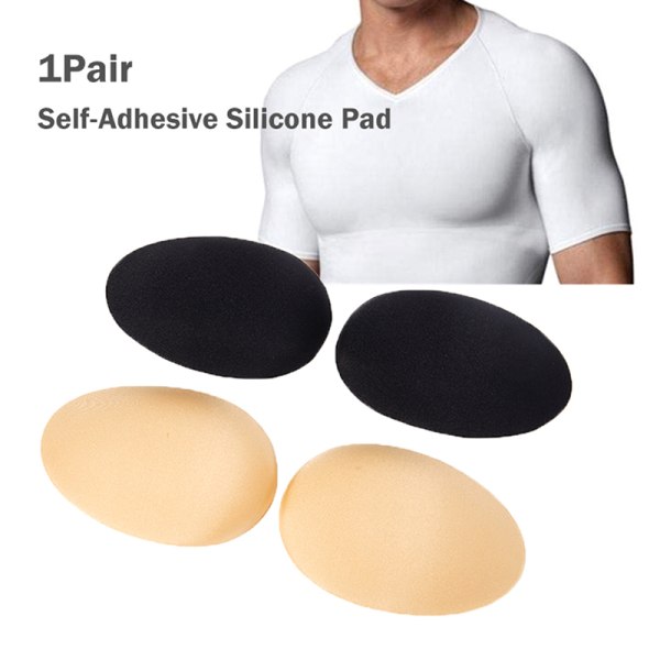 1 paria lisäävä miesten rintalihaksia itsekiinnittyvä silikonityyny S Black