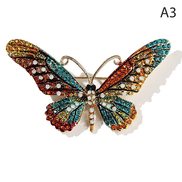 Mode farverig sommerfuglebroche Bryllup Krystal Rhinestone In A3
