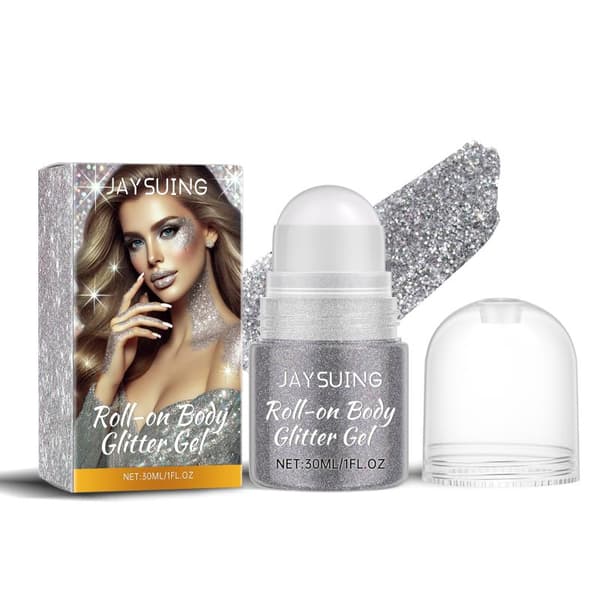 Jaysuing Glitter Roller Stick Series Långvarig Glänsande Naturlig Silver gray