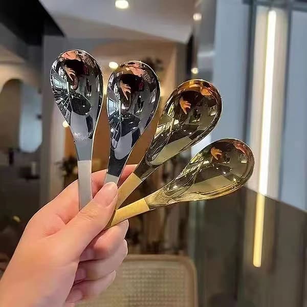 Rustfritt stål skje n lang håndtak servise Tykke omrøring Silver