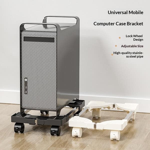 Computer Tower Stand Justerbar Mobil CPU Stand Med Rullende C Black