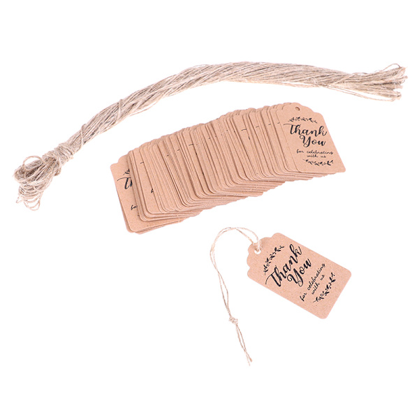 100 stk brune Kraft gavelapper Takk papirlapper til babyshow
