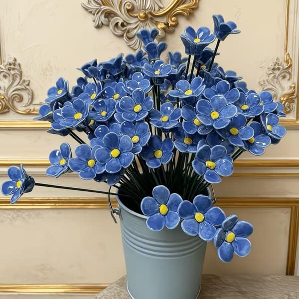 6/8/10 st handgjorda keramiska \"Glöm aldrig\" eviga keramiska blommor B8