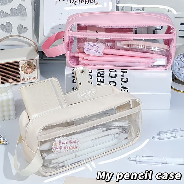 Transparent pennväska med stor kapacitet INS Style case Sta White