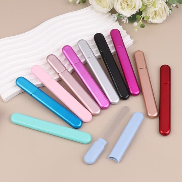 Premium glass neglefil med etui Light blue