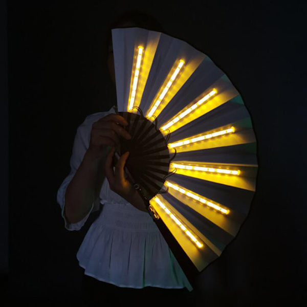 Party LED Fan Lysende Stage Performance Show Light Up Fan Birt Yellow