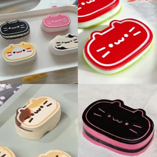 Tegneserie 3D Katt Ost Silikonform DIY Pudding Mousse Gelé C A