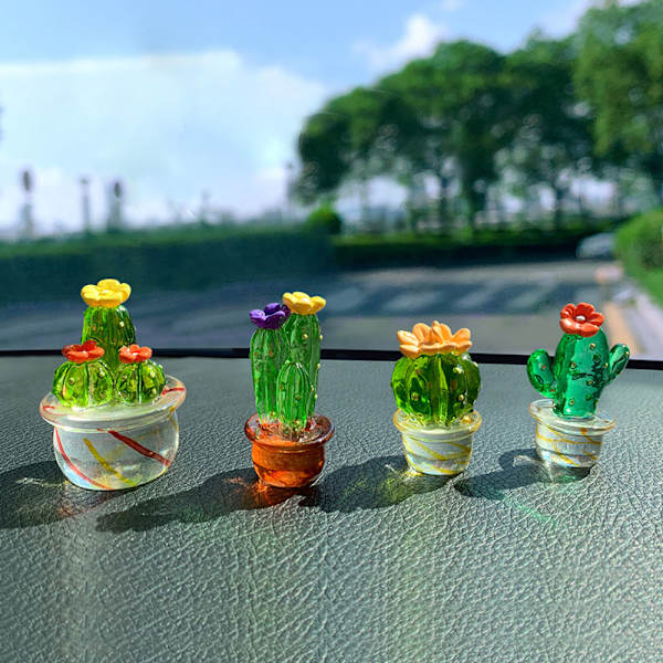 Glaskaktusfigurer Ornament Mini Bonsai Inredning och Miniatyr B