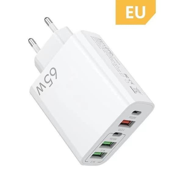 65W MultiPort Väggladdare PD QC30 Snabbladdning Universalplugg A3