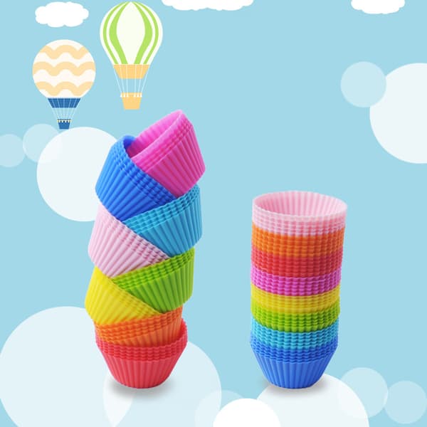 4st Silikon Tårtkopp Liner Form Muffin Rund Cakec Pink