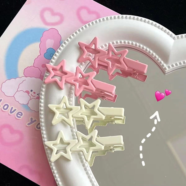 e Sweet Stars Hårnål Pentagram Duck Beak Clip Girls Y2k Hair A Pink