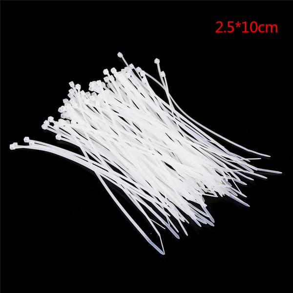 100 stk Fastgør Hvid Sort Kabel Wire Zip Binde Selvlåsende Nylo White S