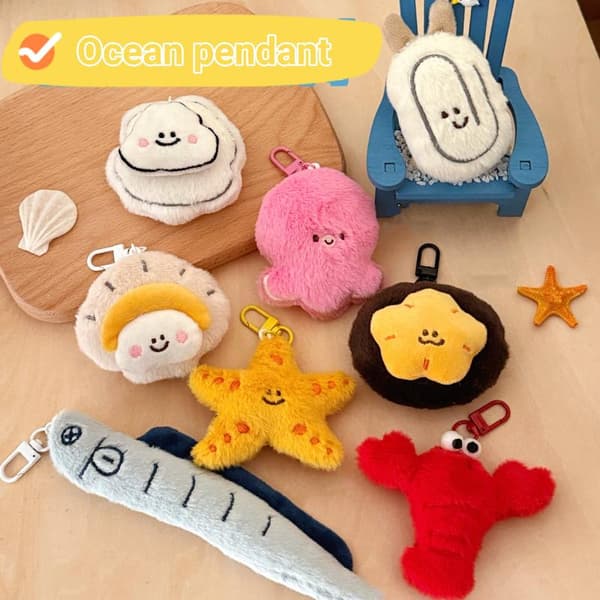 e Creative Marine Animal Plush Keychain Cartoon Pendant Plush D A1