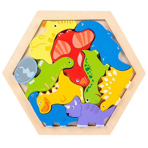 Montessori träleksaker 3D anaimal pussel matematikleksaker A6