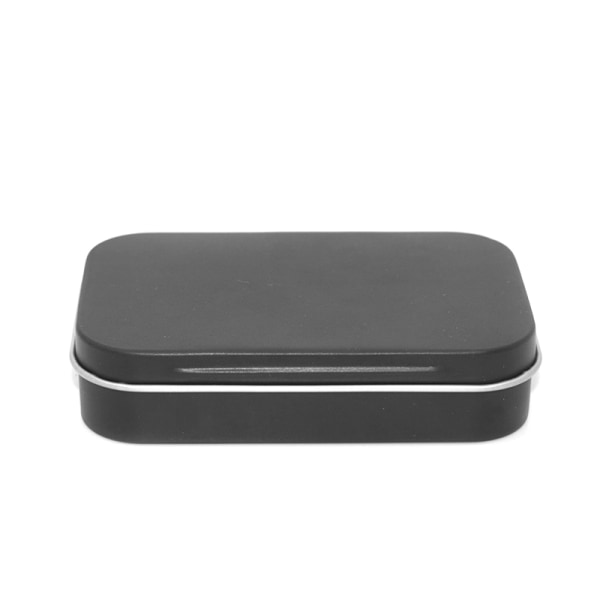 Metall rektangulär tom mini plåtlåda plåt Push Candy Pill C Black