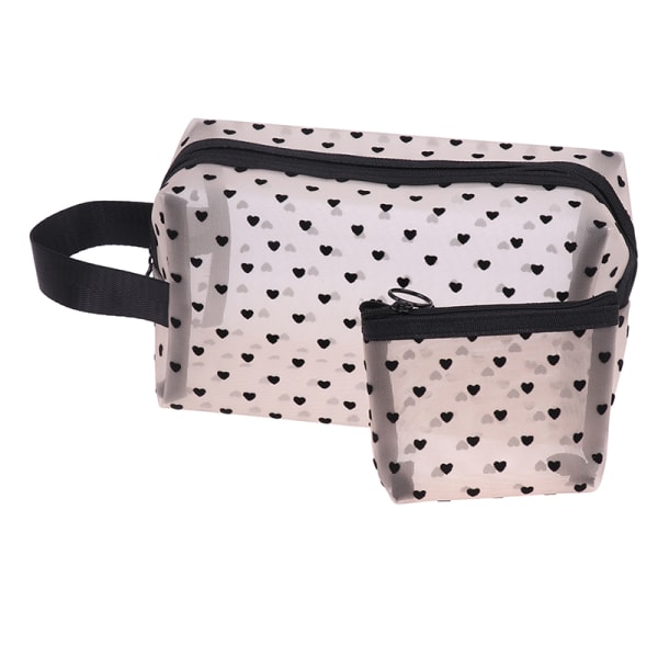 Kosmetisk Mesh Makeup Tasker Etui Holder Sort lynlås Opbevaring Divi Black B