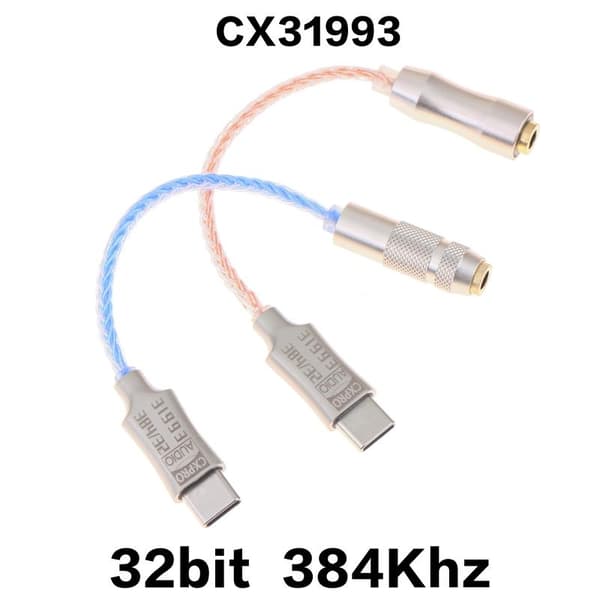 CX31993 DAC Type C til 3.5MM Lydadapter Hovedtelefonadapter 32b Blue