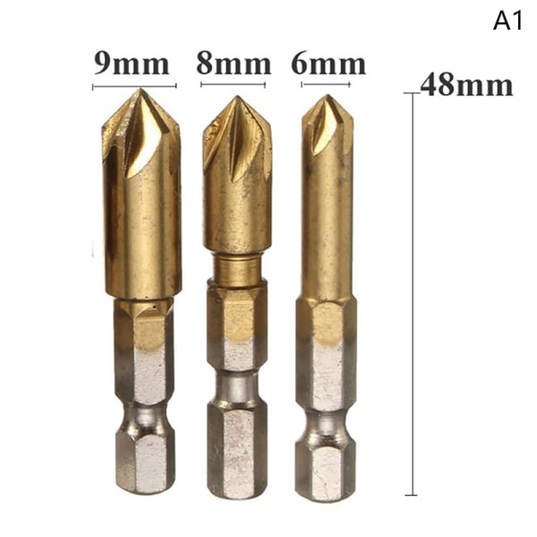 3 STK Countersink Boring Bit Set For Wood Metal Quick Chan 12mm 16mm 19mm