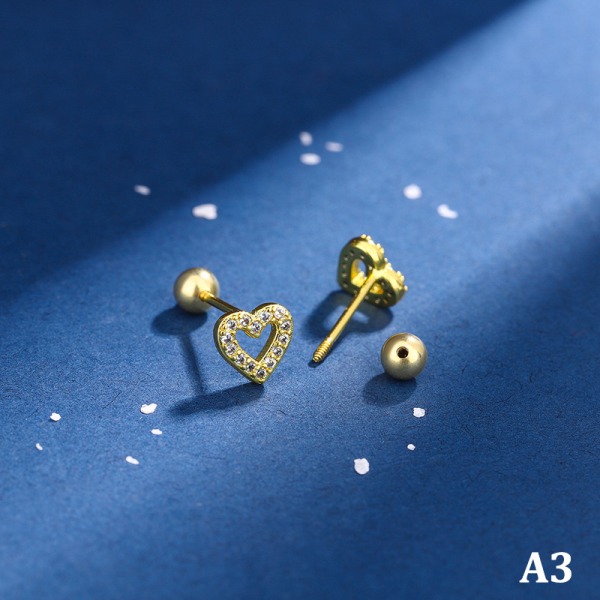 1 par ørestikker Crystal Ear Stud Rustfrit stål Helix Ear A3