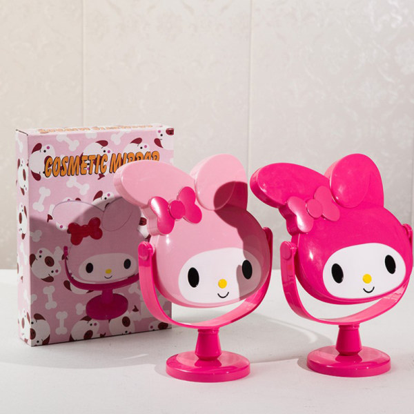 Kawaii My Melody e Cartoon Folding Mirror Vanity Makeup Handhel Rose red