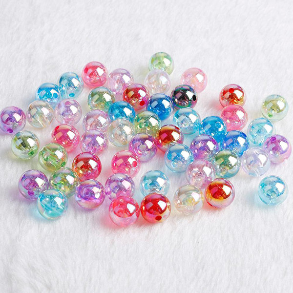 100 stk 6MM Rainbow Candy AB Farge Runde Akrylperler For Jewel Dark pink 6MM about100pcs