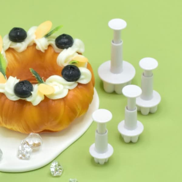 4 stk. plommblomst kake stempel fondant kakeform plomme bakeform