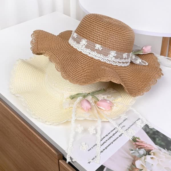 Sommer stråhat foldbar solhat bred stor skygge strandhatte Pr Milky white