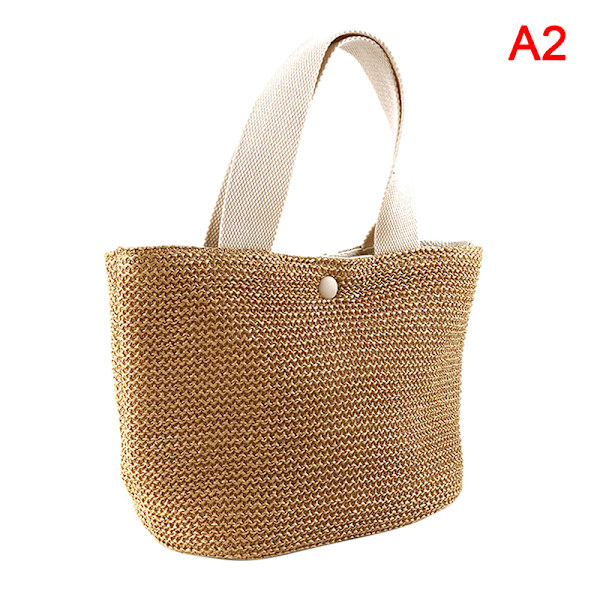 Elegant halmvævet håndtaske til damer Dame Holiday Beach Casual T Beige
