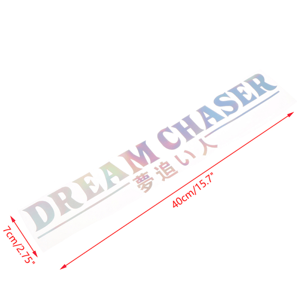DREAM CHASER auton takatuulilasin tarra Heijastava JDM-vinyyli Multicolor
